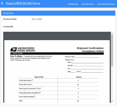 SCAN Form Screen