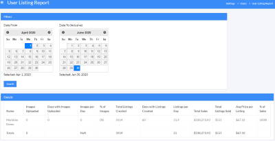 User Listings Report Screen